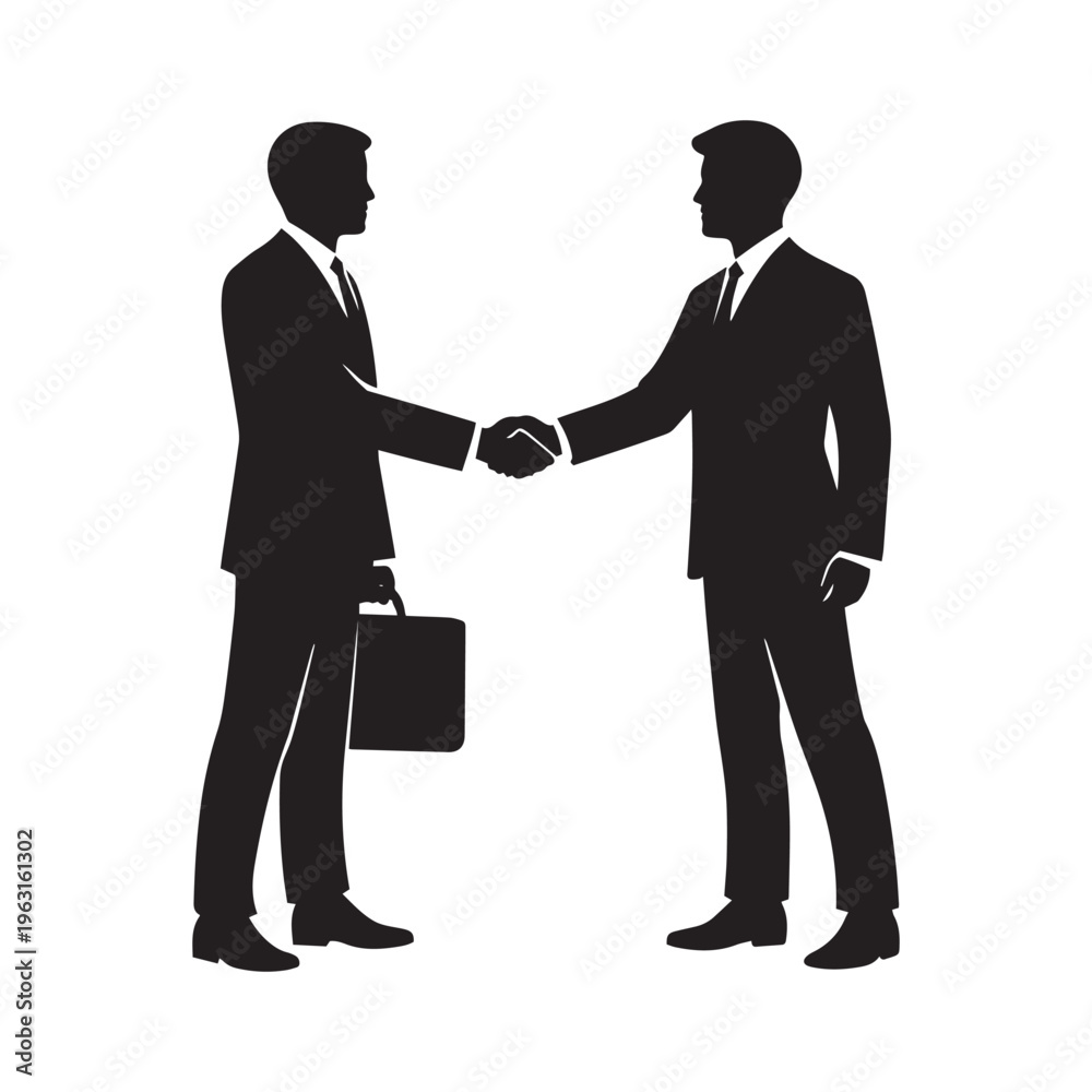 Fototapeta premium Business handshake silhouette, partnership agreement deal between professionals, corporate collaboration concept