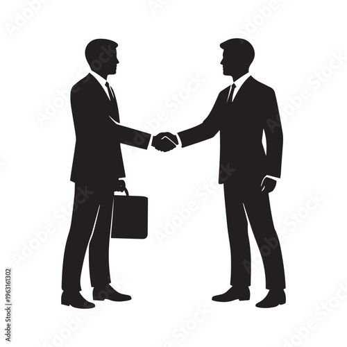 Business handshake silhouette, partnership agreement deal between professionals, corporate collaboration concept