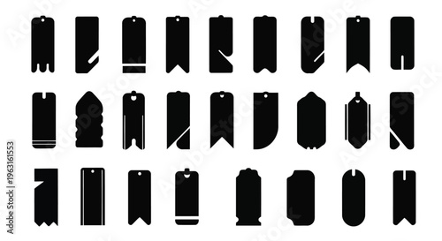 Collection of black and white stylized shoe silhouettes arranged in a grid pattern