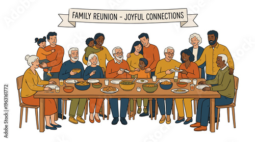 Happy Multigenerational Family Reunion Dinner at Home