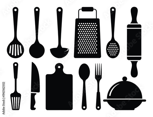 Kitchen Utensils Silhouette Vector Illustration