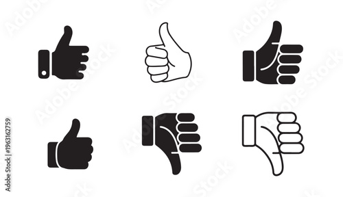Thumb up and down like dislike approval symbol set social media network vector illustration