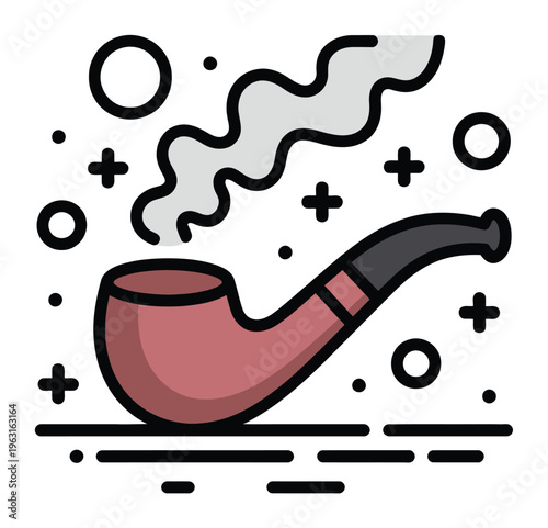Smoking Pipe Vector Illustration with Abstract Background