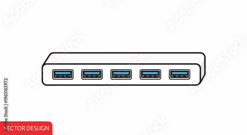 USB hub with multiple ports for computer connectivity and data transfer
