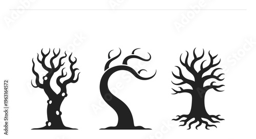 Black Tree Silhouettes Vector Illustration