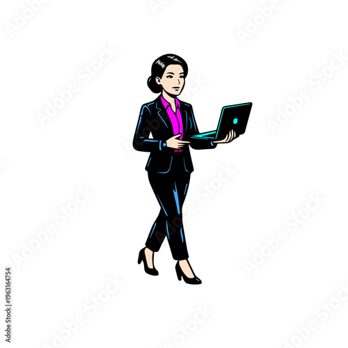 Office Girl Dressed Formally with Laptop on Hand