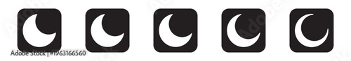 Moon icon set. White moon into black background with different phases.