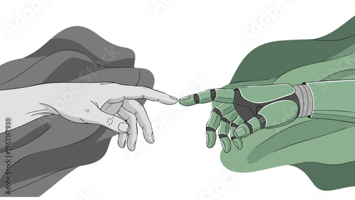 AI and Human Touch: Future of Technology and Innovation Concept