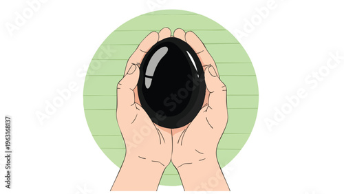 Hands Holding Black Egg Symbolizing New Beginnings, Potential, and Investment