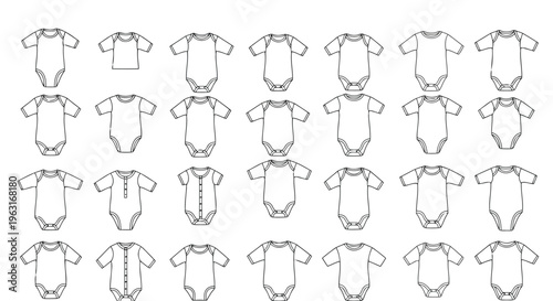 Collection of various underwear and swimwear design patterns for apparel design