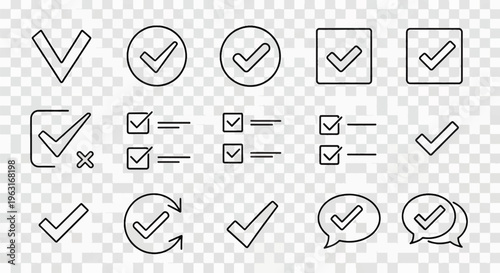 Various Checkmark Symbols and Icons for Confirmation and Approval Concepts