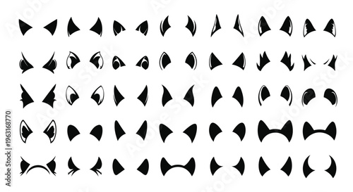 Collection of geometric arrow and bowtie shapes in black and white arrangement