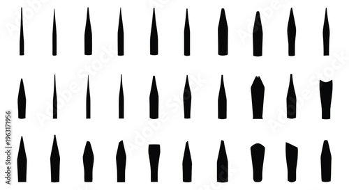 Diverse collection of abstract bottle and vase silhouettes in black and white.
