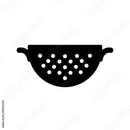 Black Colander Kitchen Strainer Silhouette Icon
