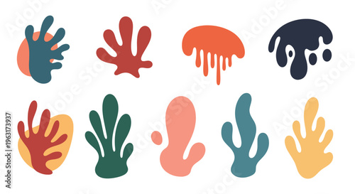 Colorful hand shapes in various designs and hues on a plain surface for creative projects