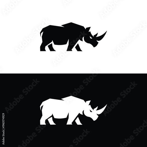 Silhouette of rhino logo design