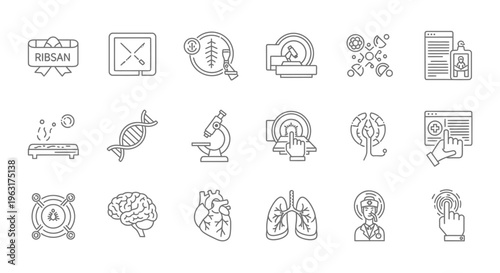 Medical health icons set line style.