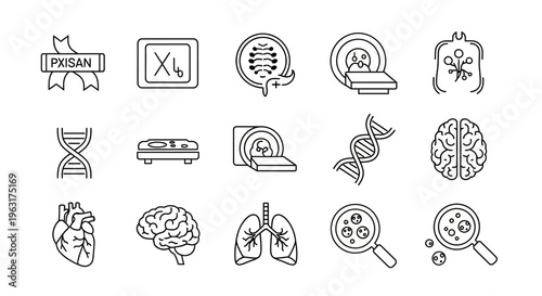 Medical science biology icons set.