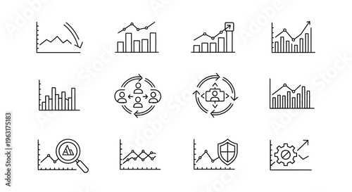 Business finance statistics and analysis icons.