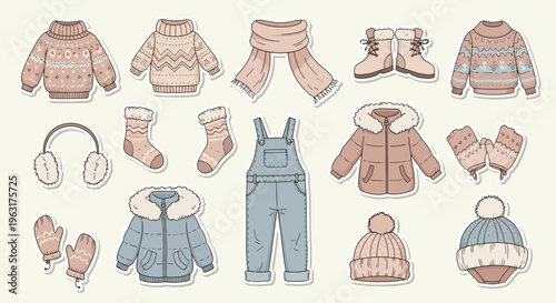 Pastel baby winter clothes set with rompers hats and mittens