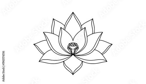 Elegant Lotus Symbol in Line Art Style for Spiritual and Beauty Design