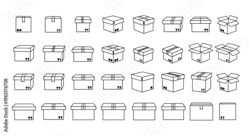 Variations of box designs with different lid and base configurations for packaging
