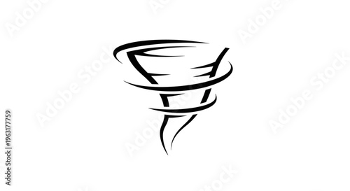 Abstract stylized tornado swirl icon design on a white background.