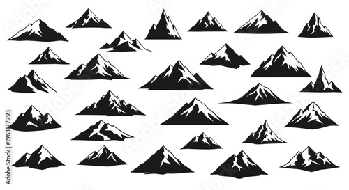 A collection of stylized mountain silhouettes in a repetitive grid pattern