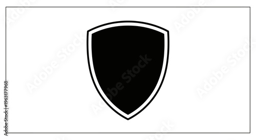 Black shield icon symbol isolated on white background for security and protection concepts