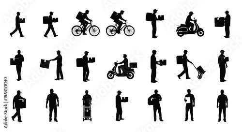 Collection of icons depicting various human activities and transportation methods