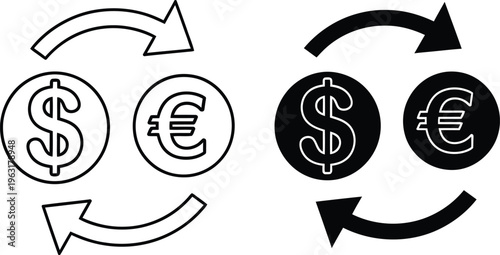 Currency exchange and conversion diagram