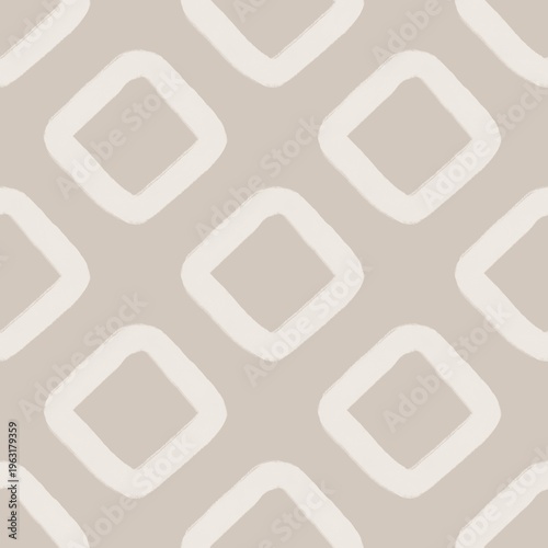 Bold Hand Drawn Diamond Seamless Pattern Modern Neutral Design