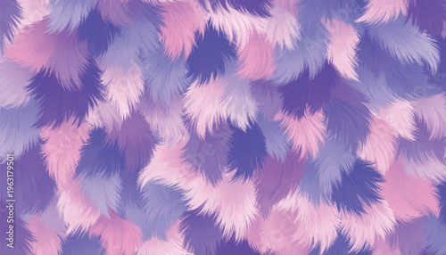 Seamless fluffy fur texture in soft purple, pink, and blue tones, abstract vector background with vibrant gradient fibers, ideal for fashion prints, textiles, wallpapers, and modern decorative design.