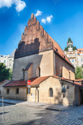 The Old New Synagogue standing tall in Prague's jewish quarter