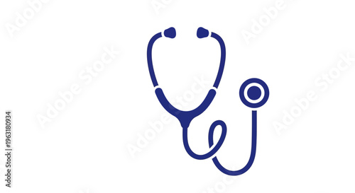 A simple, clean, and modern graphic illustration of a stethoscope, a vital medical instrument used for listening to internal body sounds.