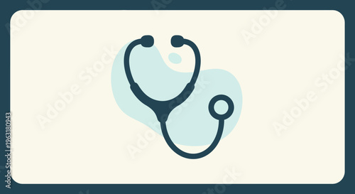 A minimalist illustration of a stethoscope, a medical instrument used for listening to internal body sounds, set against a soft, abstract background.