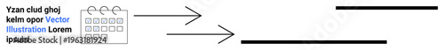 Productivity, scheduling, workflow optimization, business planning, logistics, process flow. Calendar with arrows pointing forward. Workflow optimization and scheduling concept