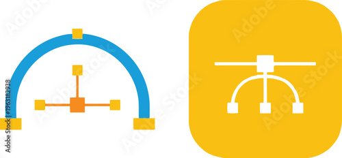 Vector graphic tools anchor point and handles for editing curves and shapes abstract illustration technology and design concept