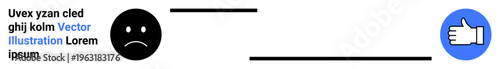 Feedback systems, decision-making, communication, emotions, user satisfaction, engagement. Sad face linked to thumbs-up. Feedback systems and decision-making concept