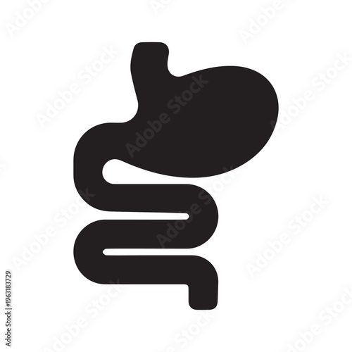 Digestion stomach intestine icon simple flat style, pictogram vector illustration isolated on white

