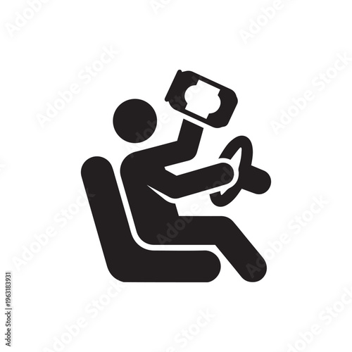 Person drinking from bottle while driving car, dangerous driver
