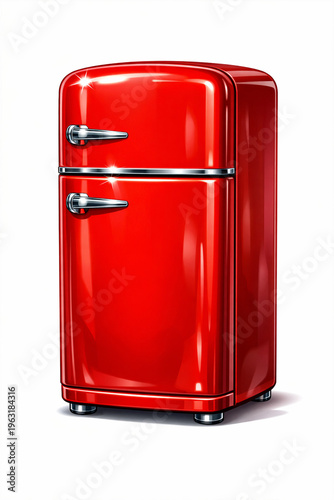 gloassy red refrigerator AI generated