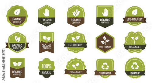 Collection of eco friendly labels and badges for sustainable products