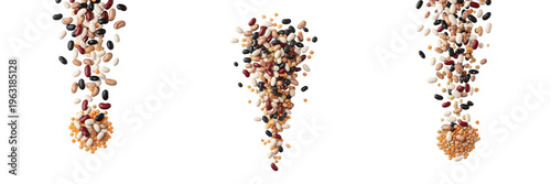 Φωτογραφία Set of falling mixed legumes and variety of dry beans isolated on transparent ba