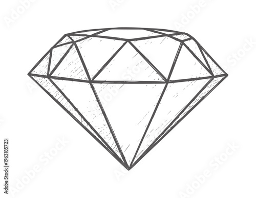 Sketchy diamond gemstone geometric faceted shape