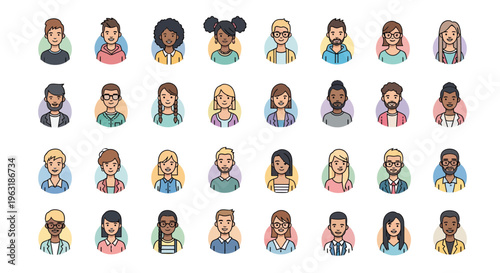 Set of diverse professional avatars representing project manager, web developer and creative designer staff icons, concept for employee directory, team introduction and profile management