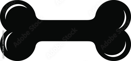Black Dog Bone Silhouette Icon, Simple Flat Vector Illustration for Pet Shop Branding, Animal Care Logo, and Puppy Food Packaging Design