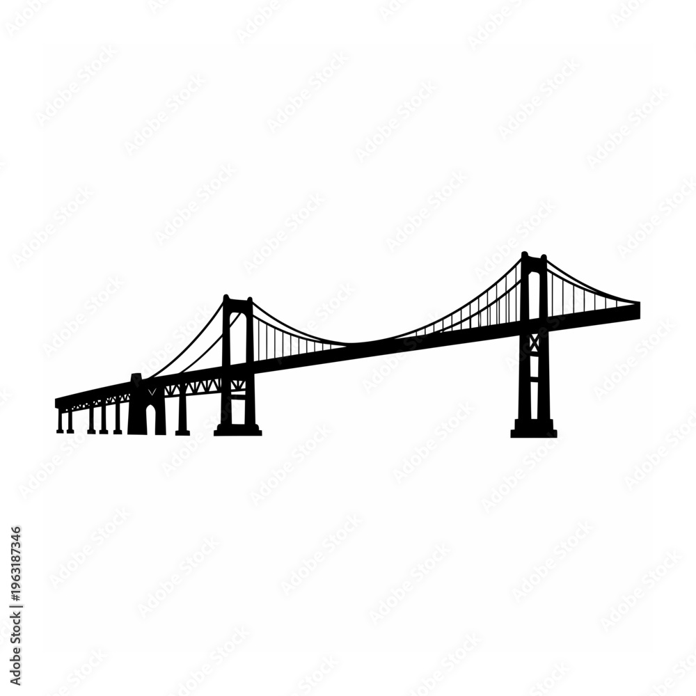 Fototapeta premium Suspension bridge silhouette graphic