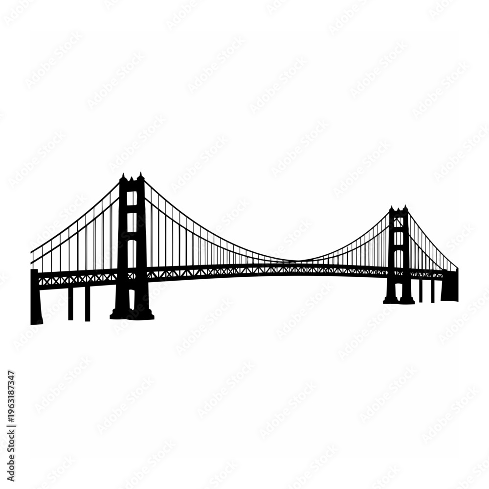 Obraz premium Suspension bridge icon black
