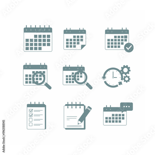 Calendar and planning icons set